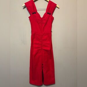 STOP STARING! Retro Vintage Sleeveless Dress, Ruching, Bow Detail